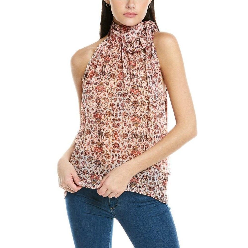 Sachin + Babi Spencer Top Dusty Pink Mahavir Print Blouse Size L Womens